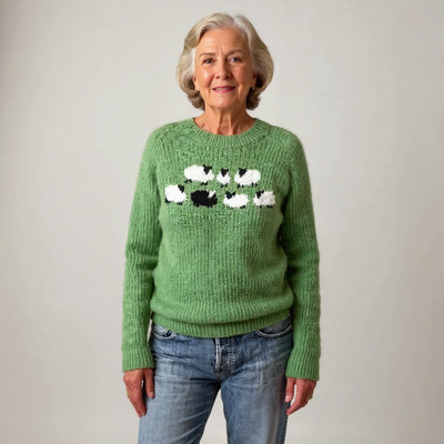 Green Sweater with a unique sheep design