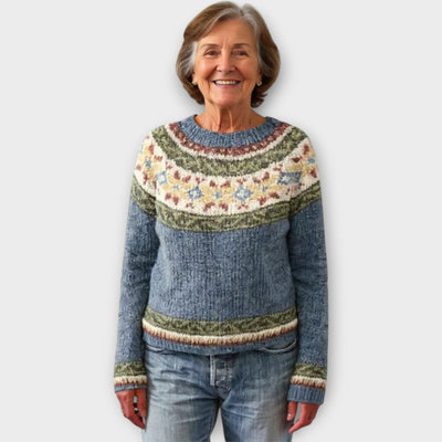 Knitted sweater with geometric pattern