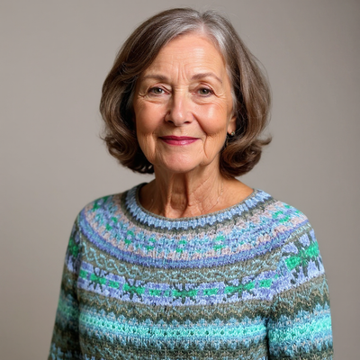 Knitted sweater with geometric patterns