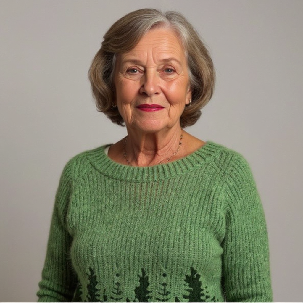 Knitted sweater with a nature-inspired pattern