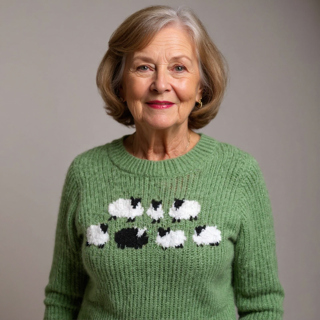 Green Sweater with a unique sheep design