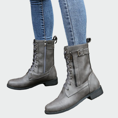 Military style leather boots