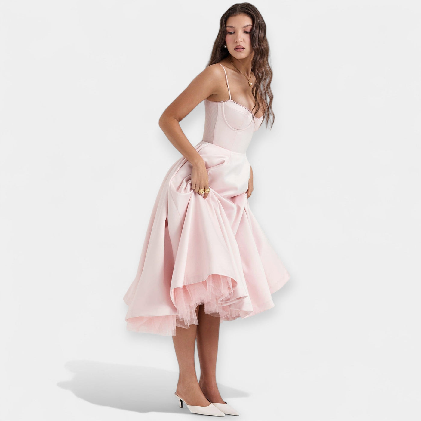 Midi dress with tulle