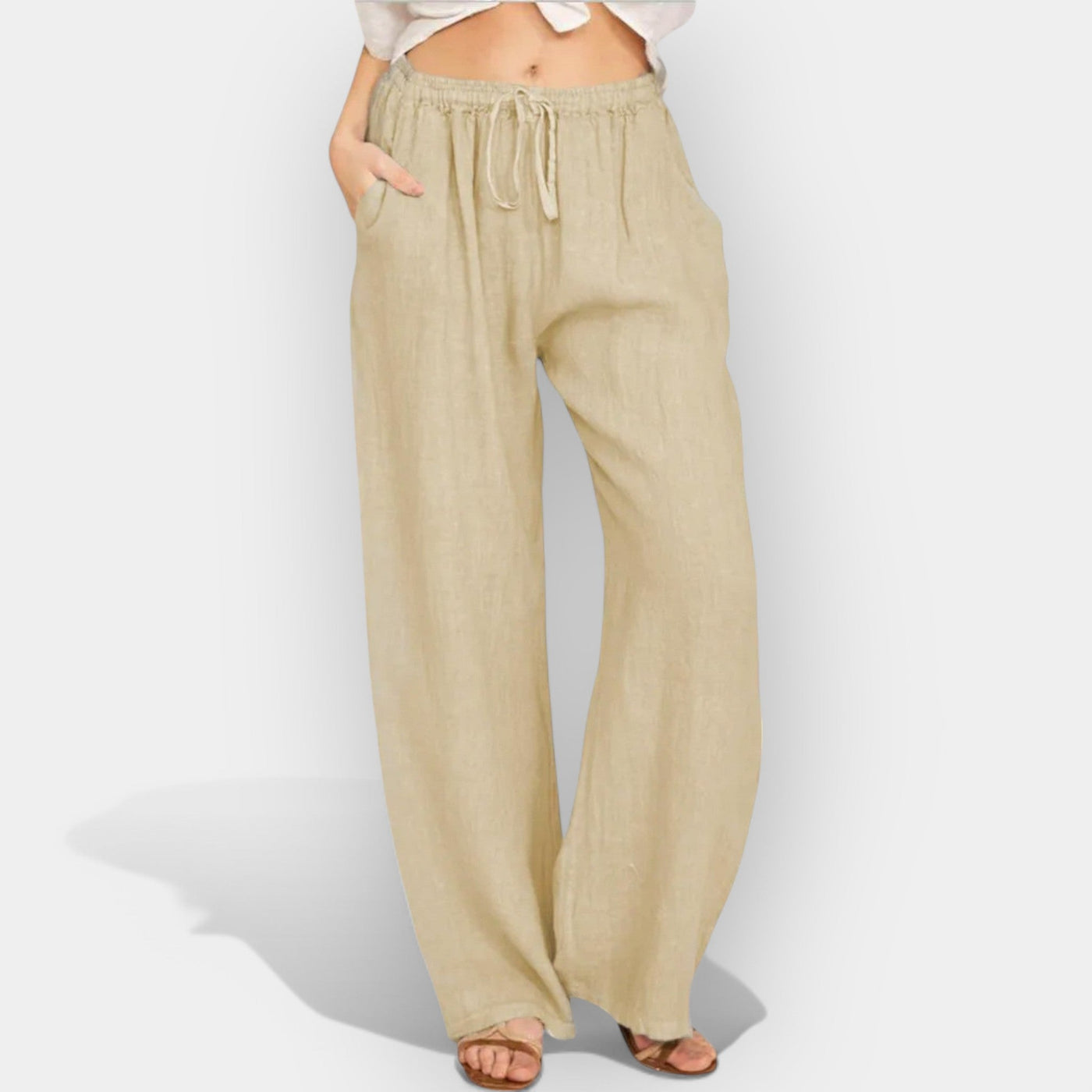 Airy-Striped Linen Pants