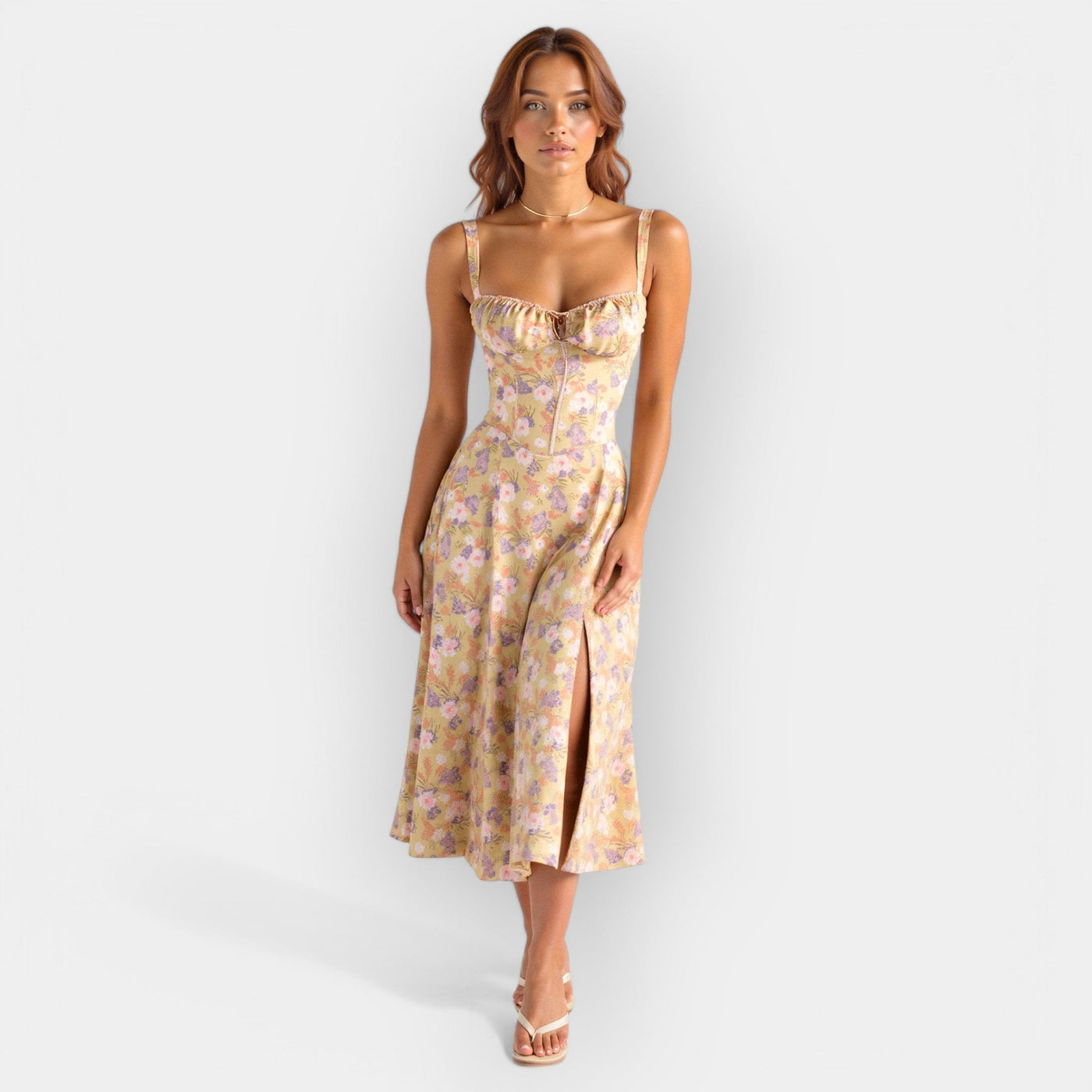 Midi dress with corset