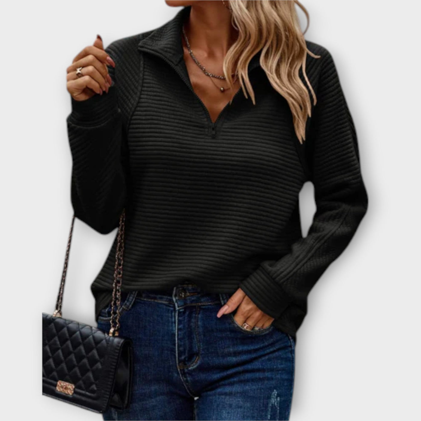 Half-length zipped sweater
