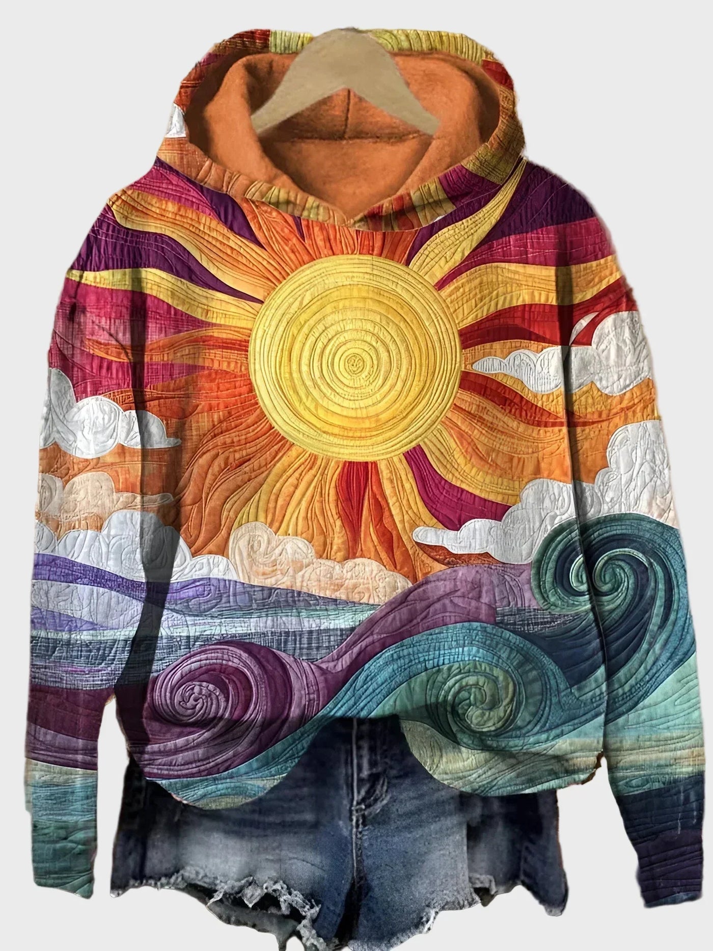 Retro sweatshirt with sunray pattern