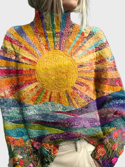 Knitted high-neck shirt with design