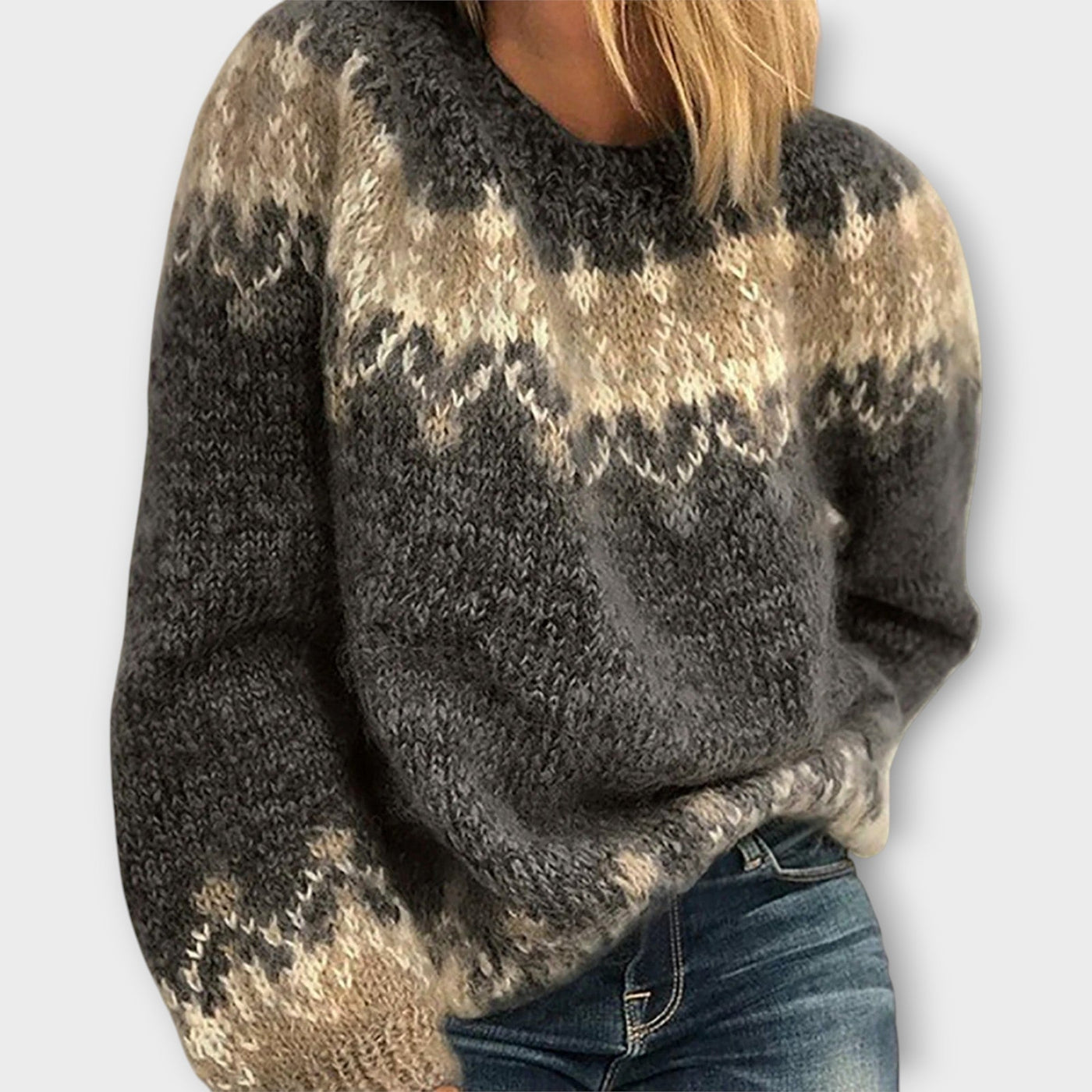 Knitted sweater with a timeless design