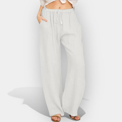 Airy-Striped Linen Pants