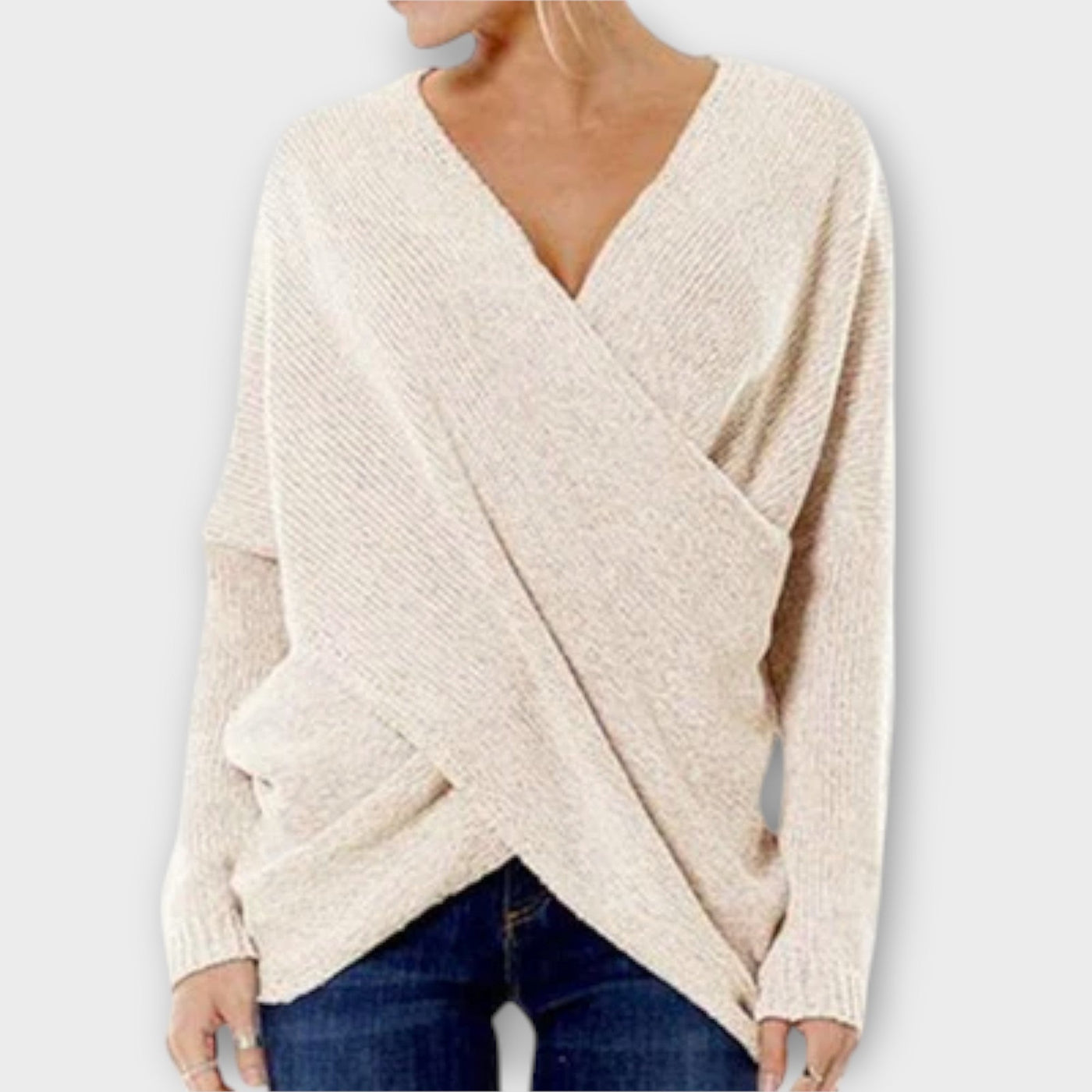 V-neck crossover sweater