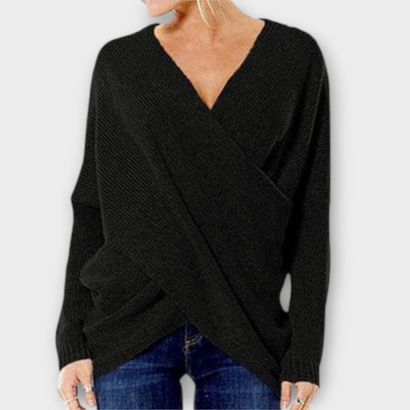 V-neck crossover sweater