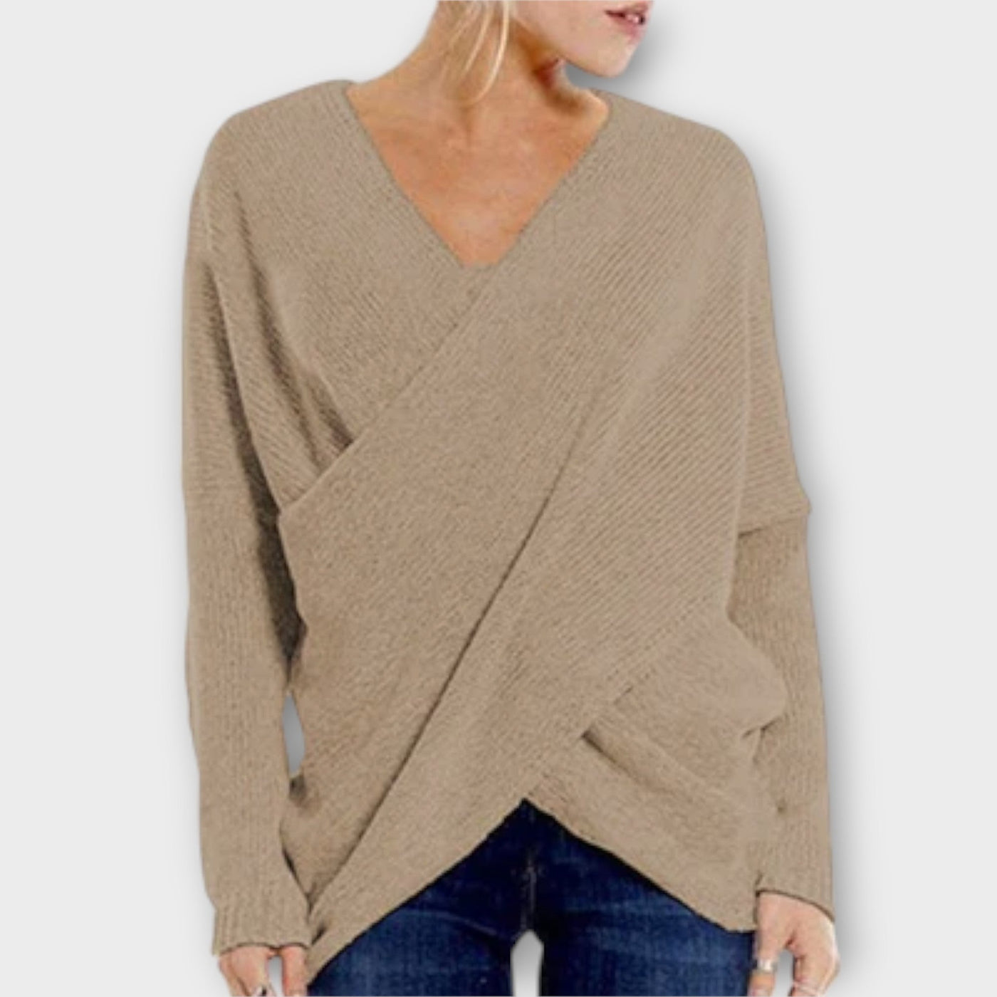 V-neck crossover sweater