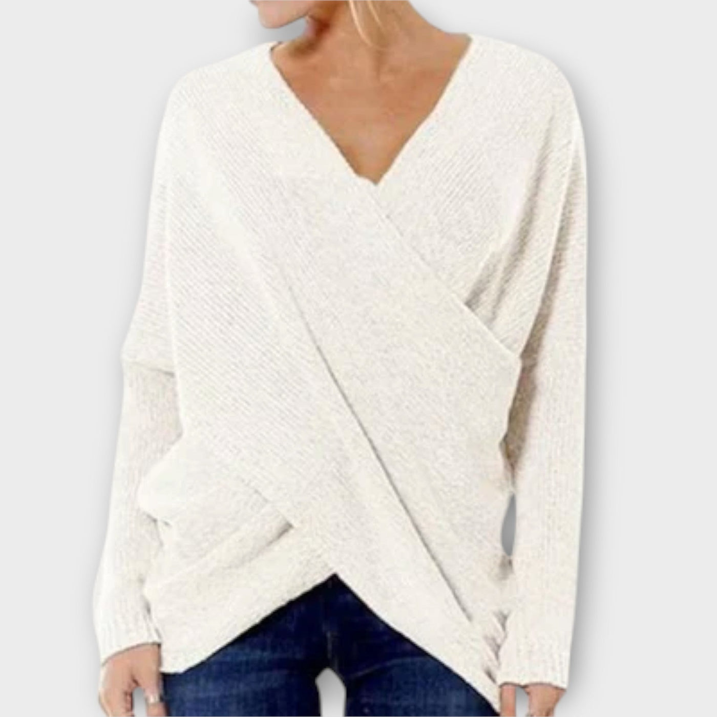 V-neck crossover sweater