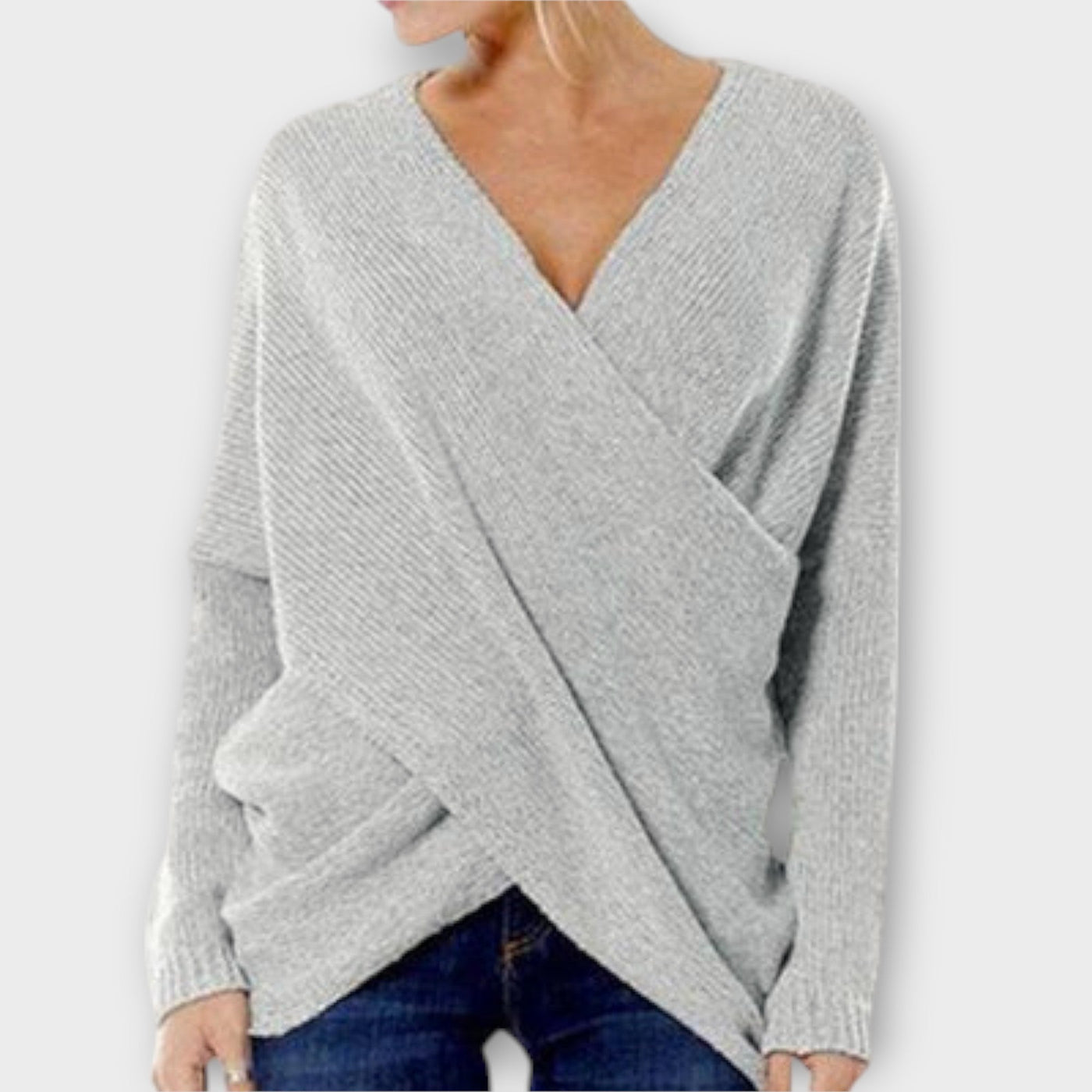 V-neck crossover sweater