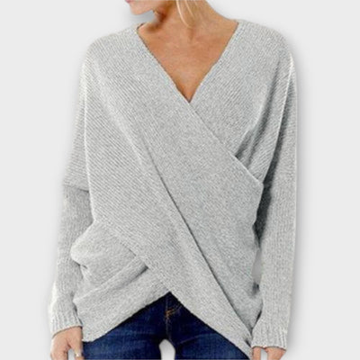 V-neck crossover sweater