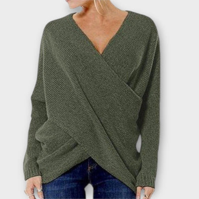 V-neck crossover sweater